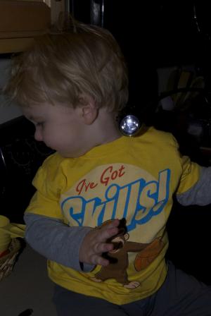 Droolface found his new best friend, the flex light, after his toothbrush fell into the jug of doom. BY RACHEL SWICK MAVITY