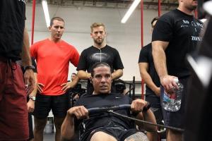 Andrew McConnell pushes through the pain in the 2K row. COURTESY GYM JONES