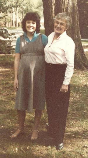 Very pregnant me with my Mom, a week before The Incident