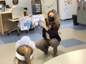 Cape Henlopen School District Assistant Superintendent Jenny Nauman reads “Thunder Boy Junior” by Sherman Alexie to Sussex Consortium students. SUBMITTED PHOTO