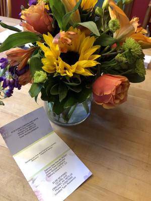 Get well flowers from my son Patrick and his girlfriend Ashlyn