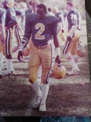 Lonnie Maull on the sidelines of University of New Haven. Maull is in the school’s hall of fame for football and track. SUBMITTED PHOTO