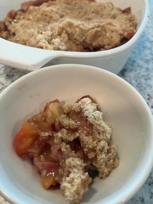 This nectarine crumble has just the right combination of juicy fruit and streusel-style topping. SUBMITTED PHOTO