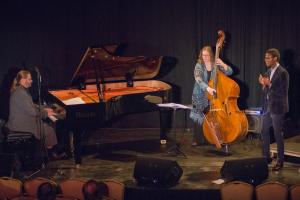 The Fred Hughes Trio takes the stage as part of the True Blue Jazz Series at Clear Space Theatre. Pianist Hughes joined bassist Amy Shook and drummer Frank Russo. Featured artist with the threesome was South African jazz vocalist Vuyo Sotache. BY DENY HOWETH